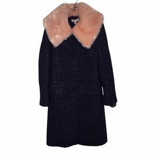 EMILY & FIN VINTAGE  COAT BOUCLE NAVY SZ SMALL NWT